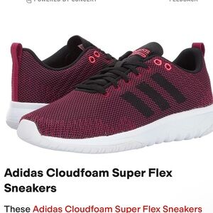 Adidas Cloudfoam Super Flex Sneakers - burgundy size 9.5